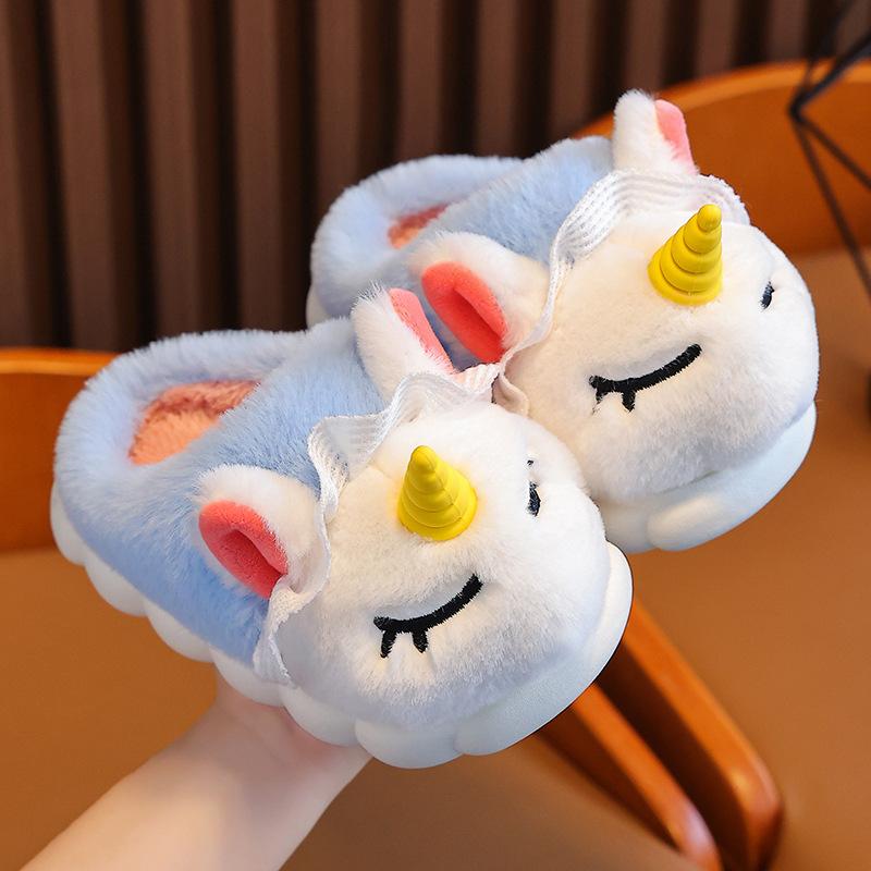 

Autumn and winter children s cotton shoes, cute non-slip warm indoor shoes for boys and girls, parent-child matching, baby cotton shoes with covered 32/33Inner Length19.5CM a