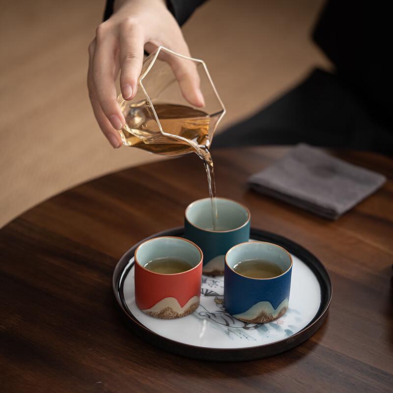 SUSHI CERAMICS Hand-Painted 'Qianli Jiangshan' Kung Fu Tea Cup Set