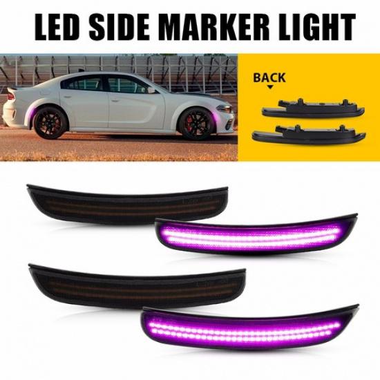 LED F&R Left Right Marker Side Lights Purple 4PC 2015- Fit Dodge Charger
