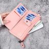 Leather Women Wallets Luxury Long Hasp Fold-over Pattern Coin Purses Female Solid Colors New Thin Clutch Phone Bag