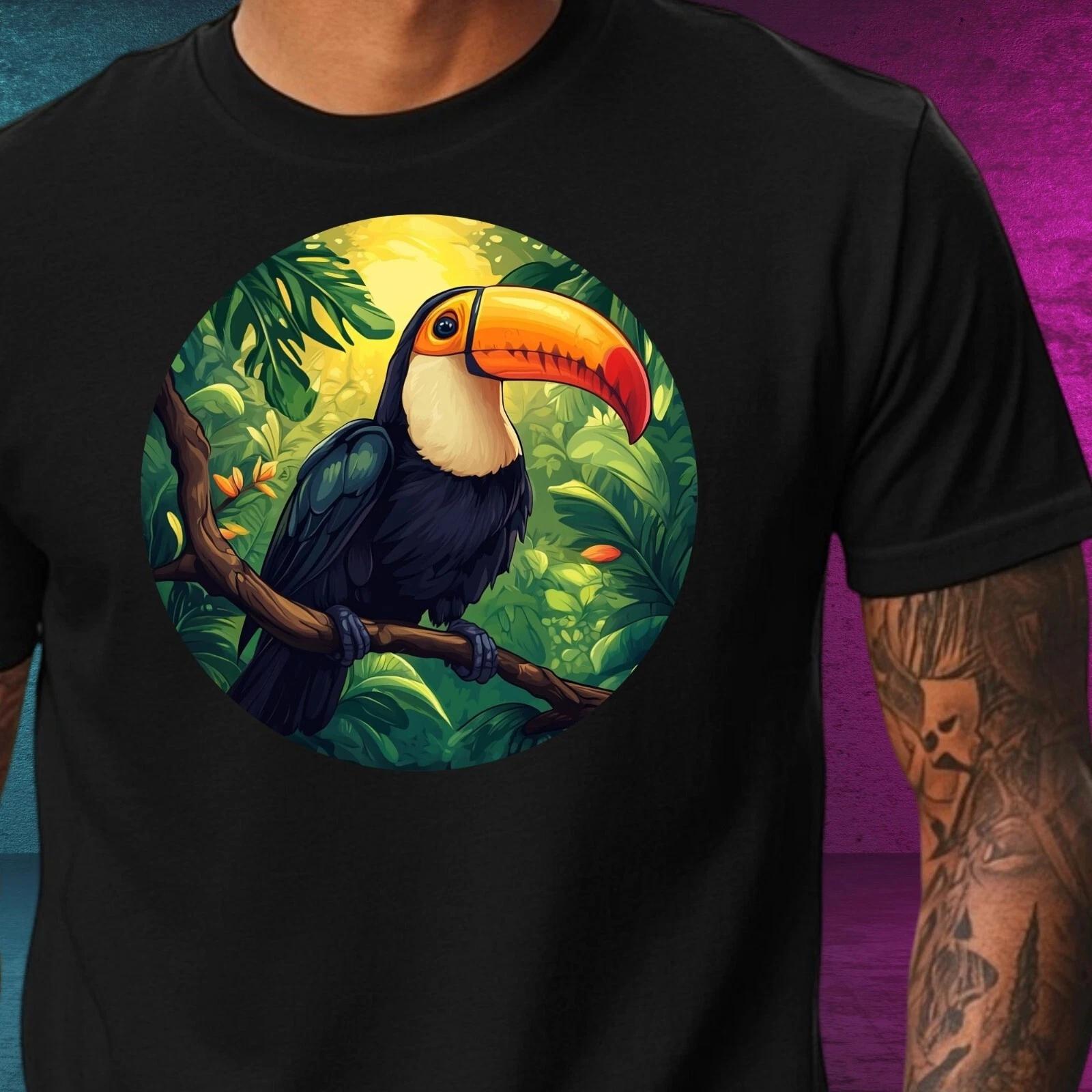 T-Shirt Herren Tukan Vogel Anime Motiv Baumwolle Größe XS bis 5XL S