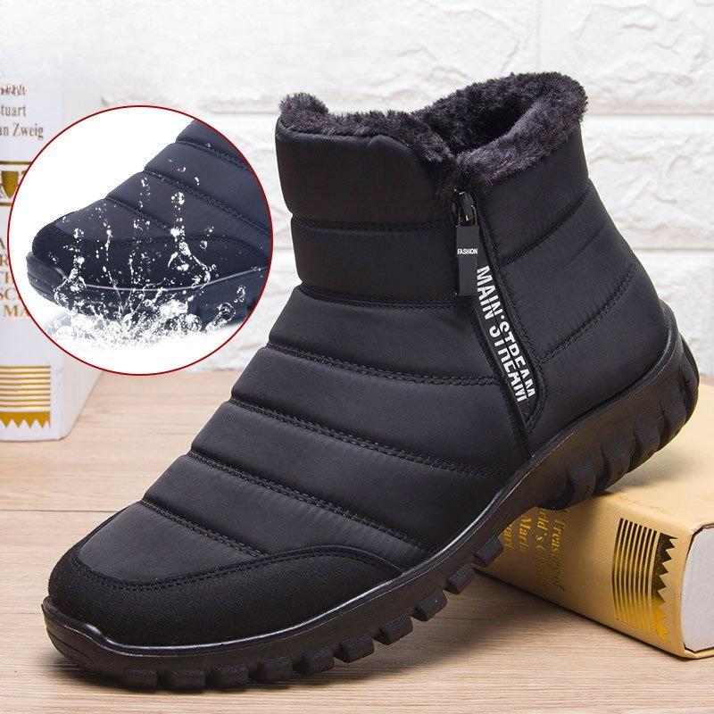 

Men s Padded Cotton Boots for Dads Thickened Grandad Snow Boots Winter Fleece-Lined Warm Cotton Shoes for the Elderly 48 чорний
