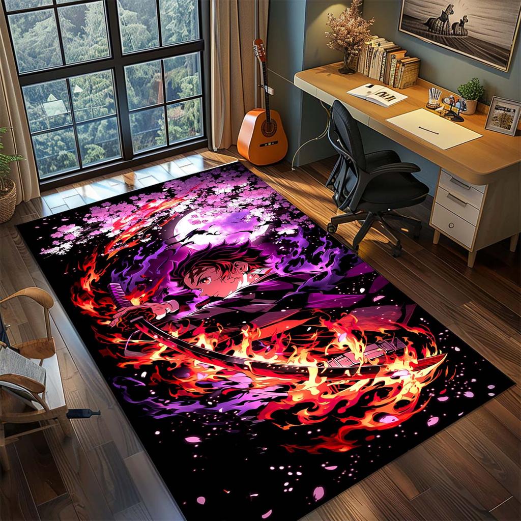 Demon Slayer Anime Rug Carpet Large Area Rug Non Slip Washable Floor Mat Gamer Room Bedroom Home Decor -QJY