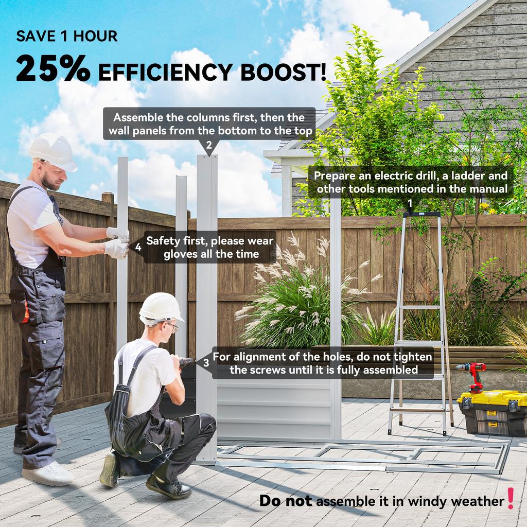 7 X 4ft Garden Shed Easy To Assemble Upgraded Galvanised Steel Frame With Foundation Kit Double Doors With Lock Outdoor Metal Shed With Vents And