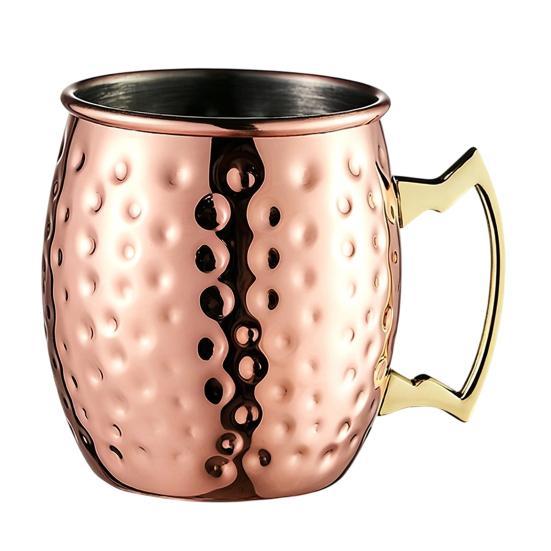 Miedziana Platerowana Kubek Moscow Mule z Młotkowanej Stali Nierdzewnej Kieliszek Koktajlowy z Podwójnymi Ściankami Izolacją Próżniową Metalowe Szklanki Barowe do Domu