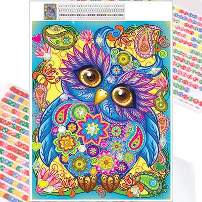 Pittura Diamante 5D Fai da Te Completa Gufo a Colori Ricamo Diamante Posa Completa Punto Croce Decorazione Casa Regalo Fatto a Mano