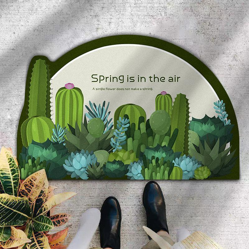 

Forest Green Semi-circular Floor Mat for Home Smooth Diatom Mud Foot Pad for Home Non-slip Non-wash Moisture-wicking Entrance Mat 47*70