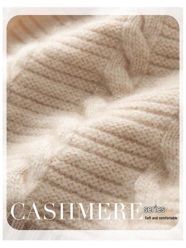 Damen Kaschmir Bommelmütze - Warm, Ohrenschützend Gestrickt für Herbst & Winter