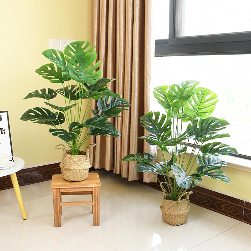 18/24 Fork Artificial Turtle Back Leaves High Grade Simulation of Fake Flowers Creative Simulation Plant Wall Potted without Flower Pot