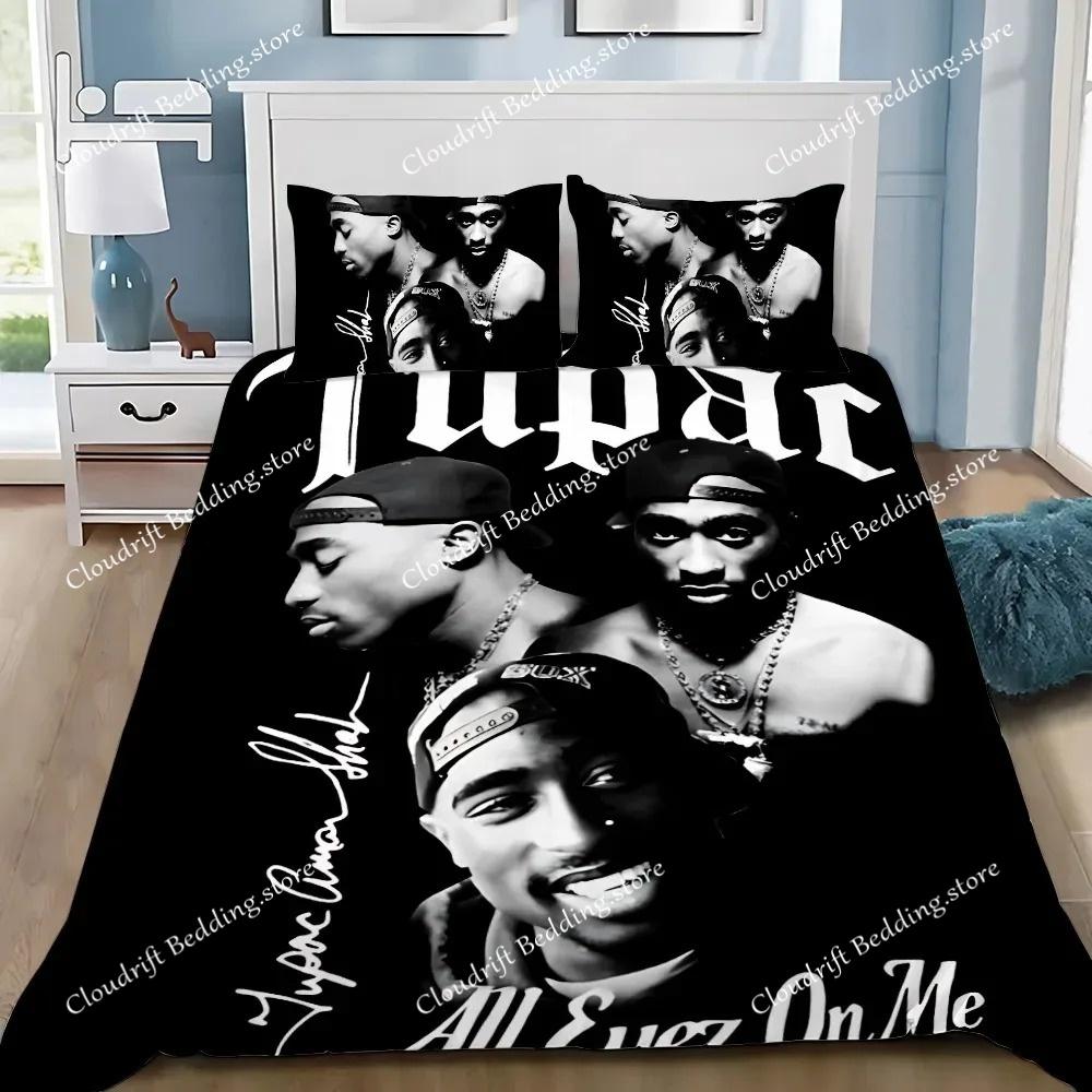 Exquisite 3D 2Pac Tupac Wallpaper Hip Hop Digital Printing Bedding Set Comforter Bed Youth Kids Girls Boys Gift