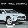 1/24 Scale Toyota RAV4 Off-Road SUV Model Car Metal Diecast Vehicle Simulation Collection Sound & Light Toy for Kids Boys Gift