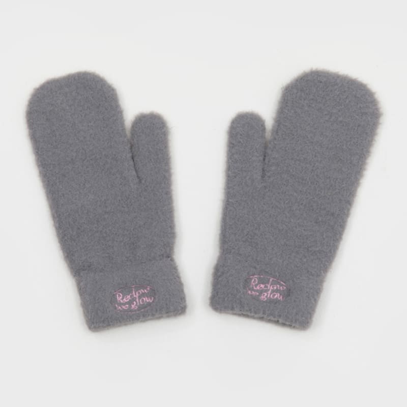 RECLOW FLUFFY LOGO MITTEN GLOVE CHARCOAL