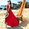 Belle Robe Bleue à Col Halter pour Vacances au Bord de la Mer, Robe Plissée Piano Irrégulière pour le Voyage