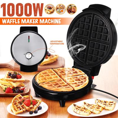 Máquina de Waffles Elétrica Aquecimento Dupla Face Panela de Waffle Ajustável 7 Níveis Forno de Bolo de Ovo Bolha Máquina de Waffle para Café da Manhã 220-240V 1000W