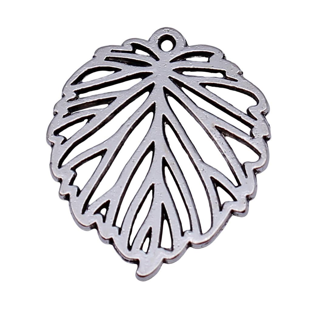 Filigree Leaf Charms Antique Alloy Pendants For Nature Inspired Jewelry