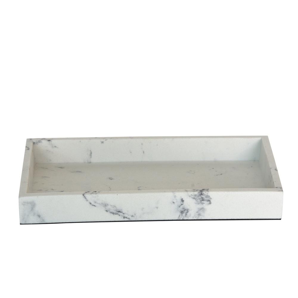 Elegant Faux Marble Vanity Tray Durable Resin Organizer Perfume Skincare Jewelry Makeup Accessories Countertop Display 9x5 Inch