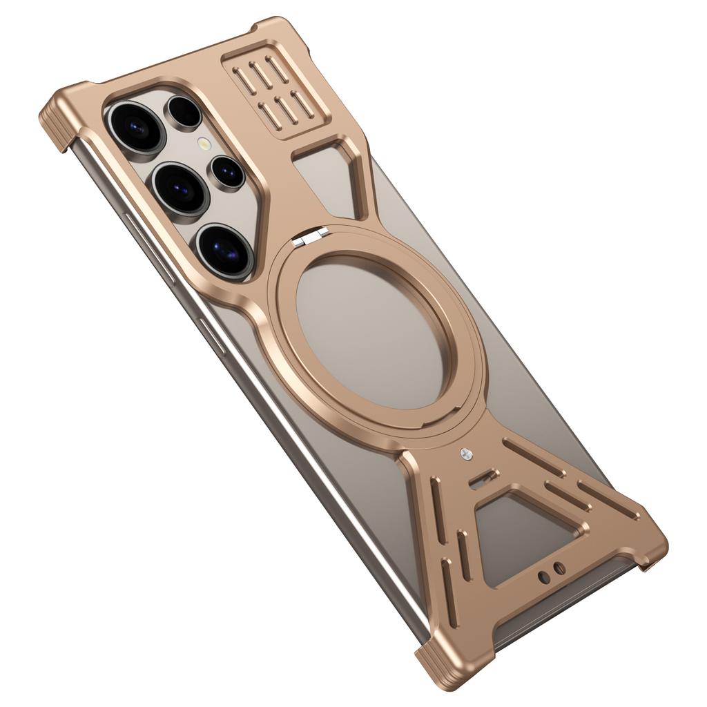 For Samsung Galaxy S23 Ultra Magnetic Bumper Case Rotating Kickstand Metal Phone Cover
