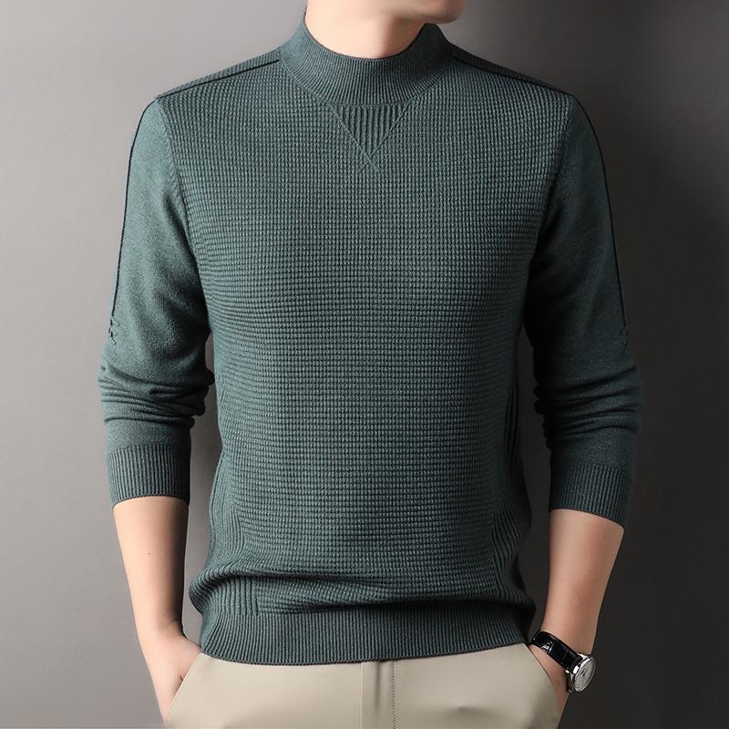 Мужской свитер с полувысоким воротником, плотный, зимний, однотонный, противоскатывающийся, вязаный, повседневный M
