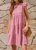 Womens Ruffle Sleeve Mini Dress Loose Fit Babydoll Summer Beach Sundress