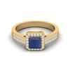 6mm Square Blue Sapphire Halo Accent 925 Sterling Silver Gold Vermeil Women Wedding Engagement Ring