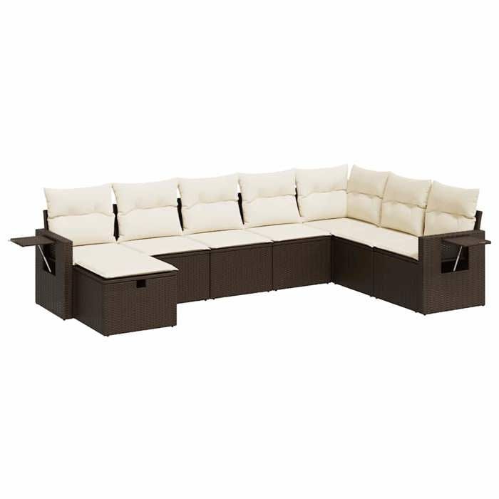 VidaXL Garden Lounge Set 8 Pcs with Brown Cushions Wicker 3325539