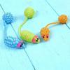 Knitted Mouse Cat Toy, Interactive Plush Mouse Toy with Ball Tail for Indoor Cats
