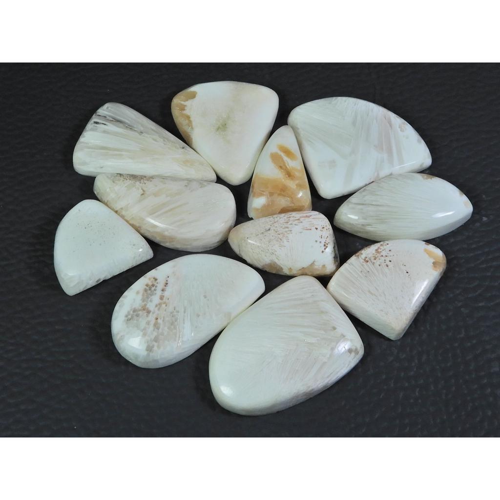 11Pcs Natural Scolecite Fancy Cabochon Loose Gemstone Lot 208Cts. A-767