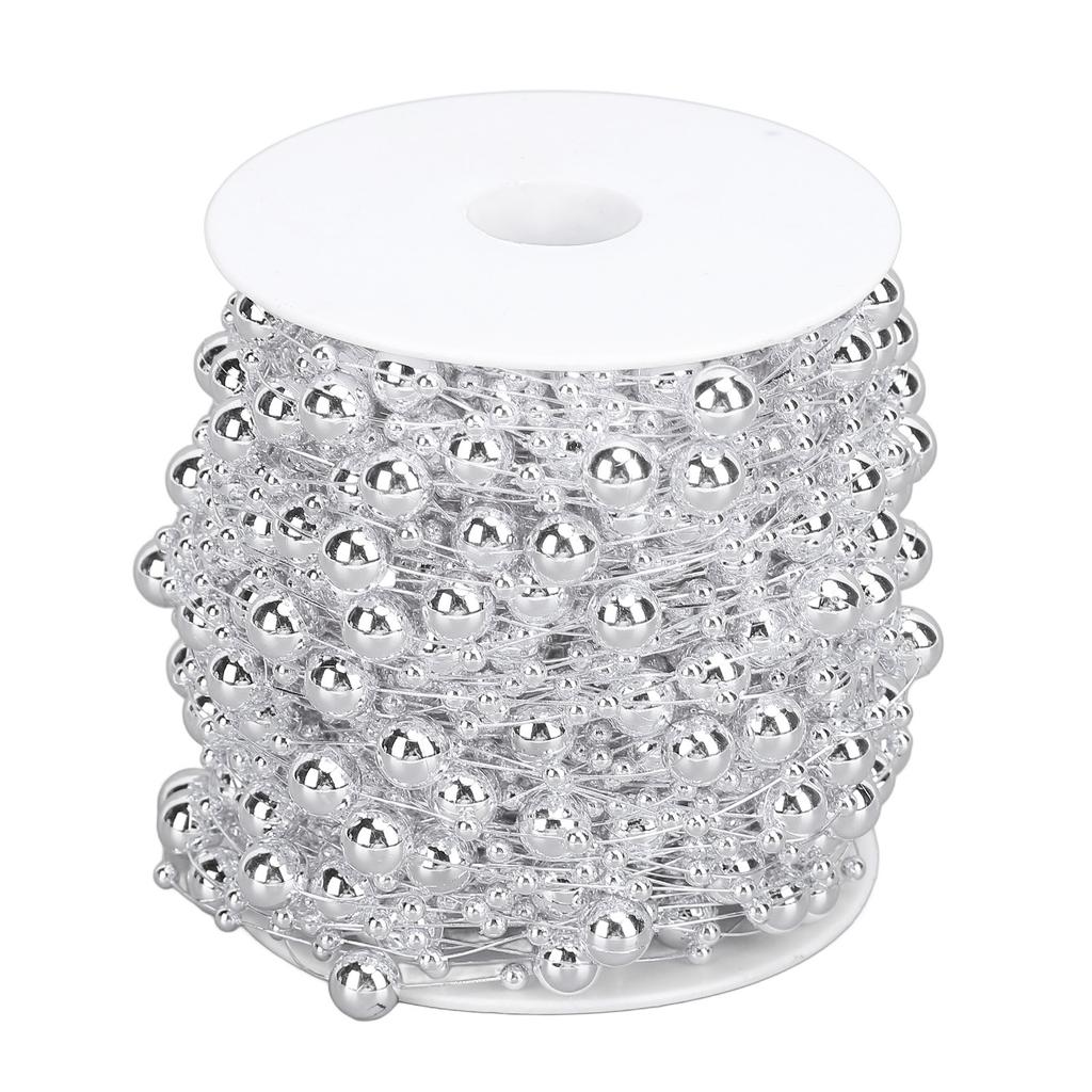 1 Roll Prl Bds Chain Artificial Prl Strand Trim String for Flower Wrth Wedding Bouquet Party Decoration