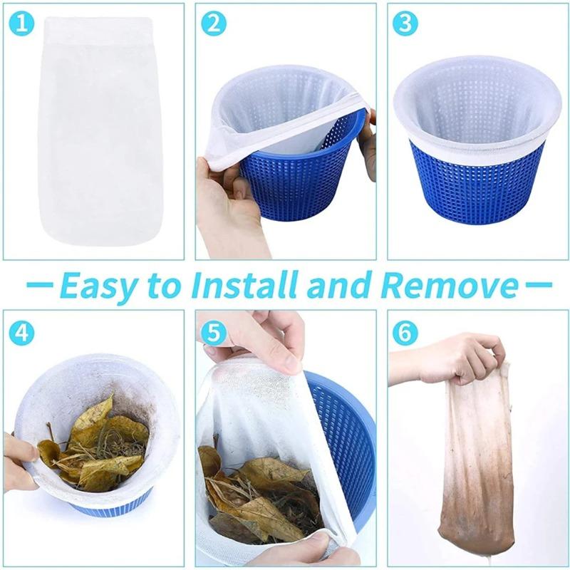 High Elastic Nylon Mesh Pool Skimmer Socks Reusable Filter Savers for Pool Skimmers Baskets, Household Swimming Pool Cleaning Accessories