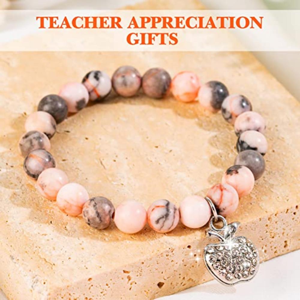 Bracciale in Pietra Naturale per Insegnanti, Regali per Donne, Regali di Ringraziamento per Insegnanti, Regali Significativi per Donne con Biglietto Messaggio Regalo