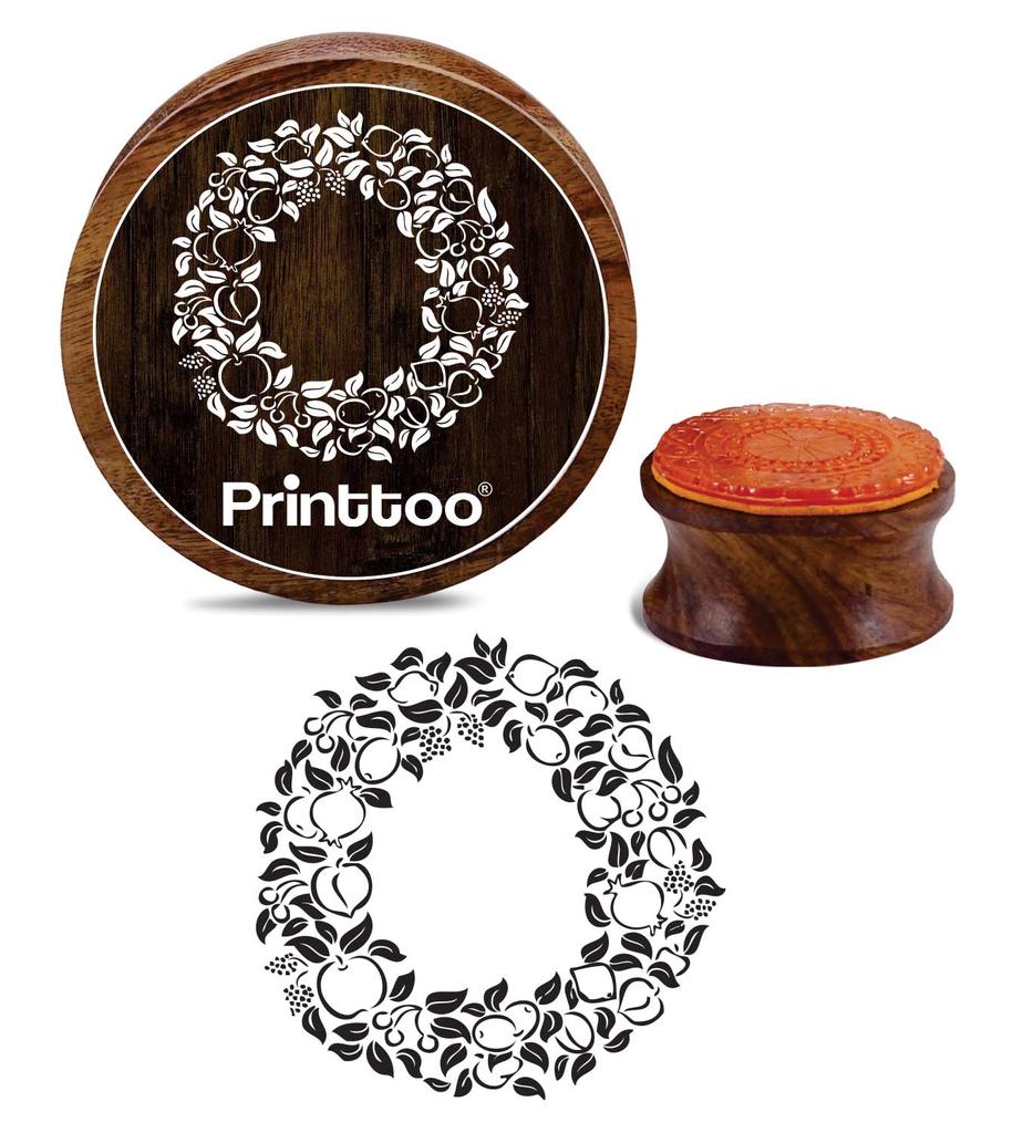Printtoo Flower Wreath Round Rubber Stamp Scrap-booking Crafting Wooden Stamps-2