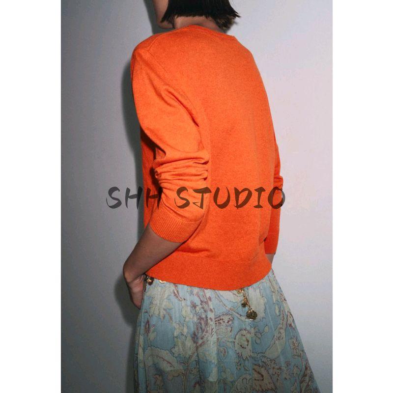 Autumn New Product Women Clothes French Style Design Sense Solid Rib V-neck Long Sleeve Plain Stitch Knit 3471028