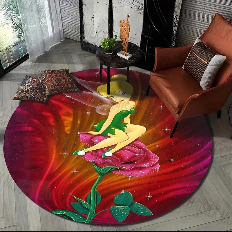 Fairy Princess Round Rug Flannel Printed Carpet Magical Design Kids Room Decor Cozy Soft Floor Mat Home Decoration Indoor Use