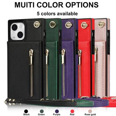 Crossbody Zipper Cards Solt Wallet Leather Case For iPhone 15 16 Pro Max 14 Plus 13 11 12 SE 2025 XS XR Lanyard Bag Purse Cover