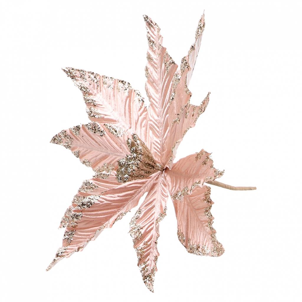 Christmas Flower 25cm Decor Glitter Hanging Plastic