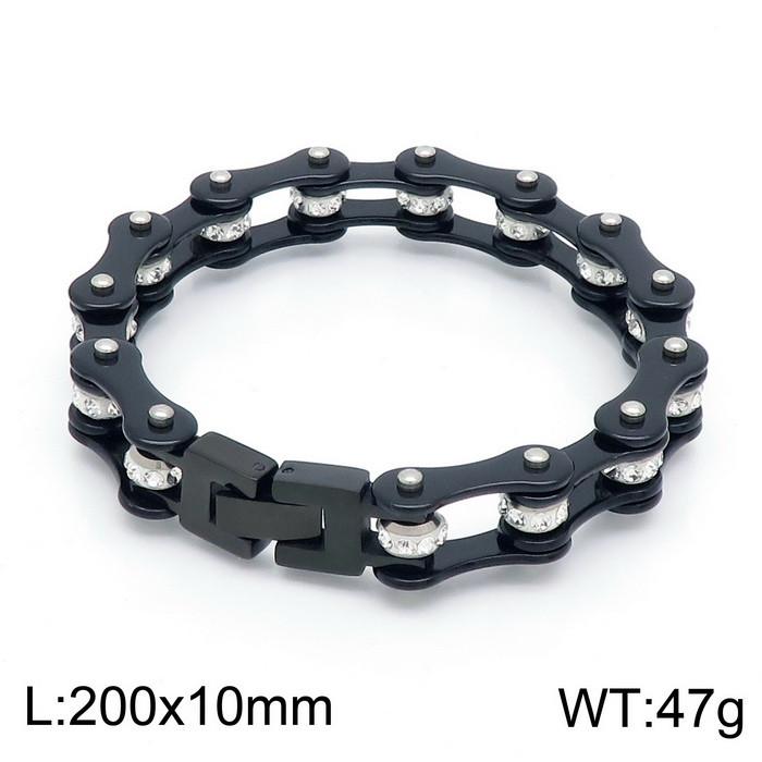 Chunky Stainless Steel Biker Bracelet For Men Women Hip Hop Inlaid Stone Bicycle Chain Bracelet High Quality Party Jewelry Gift