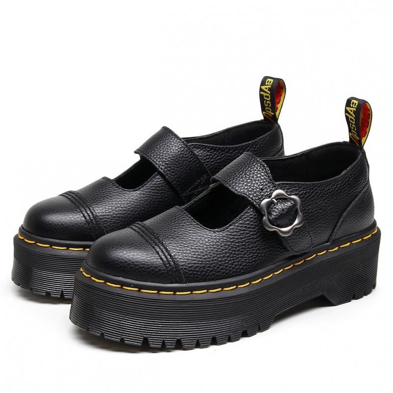 Personaggi con suola spessa con scarpe Mary Jane da donna, scarpe piccole in pelle di primo strato, studente di moda pattern litchi muffin