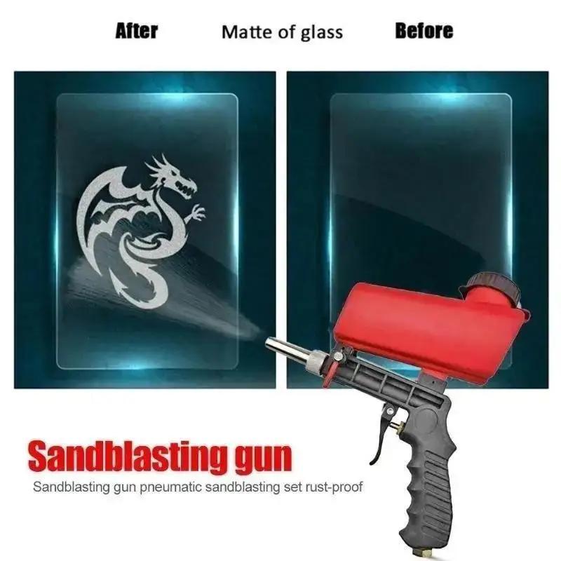 New 2025 Portable Aluminium Pneumatic Sandblaster Spray Gun Sand Removal Blasting Power Machine Gravity Sandblasting Gun Tools