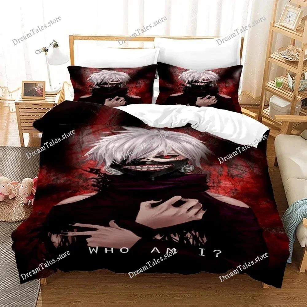Tokyo Ghoul Kaneki Ken Bedding Set Cartoon Anime Set Adult Kid Bedroom Duvet Cover Sets 3D Print Anime Home Textileextile741