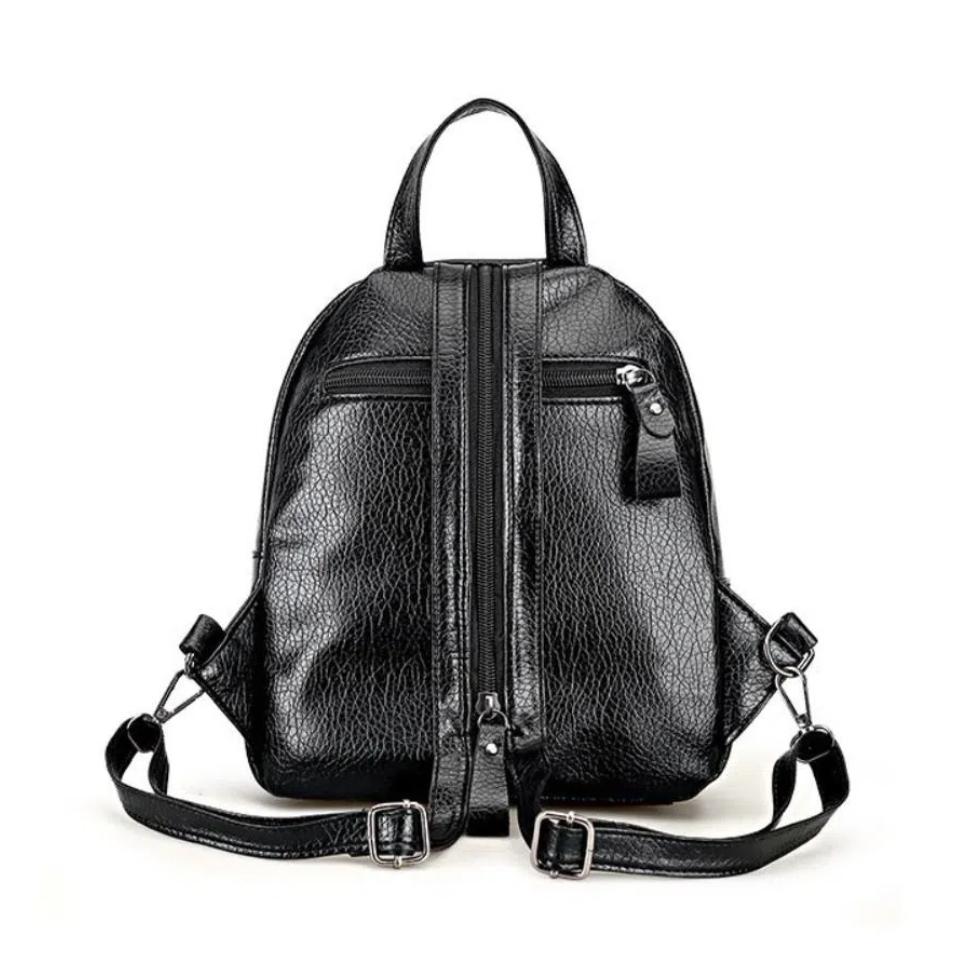 Black Small Backpack High Quality School Bag Fashion Women Backpacks  Ladies