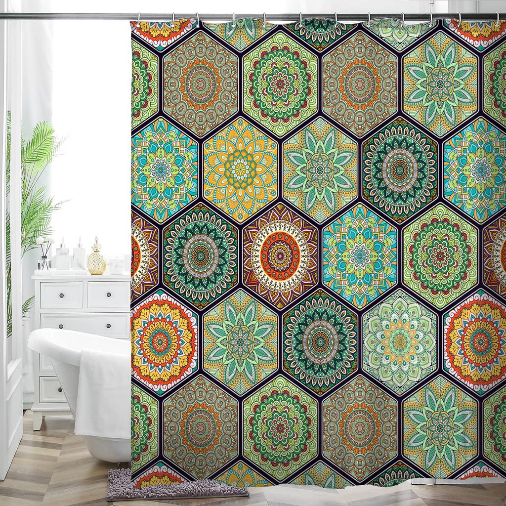 Bohemian Bathroom Curtain Colorful Creative Boho Floral Sunflowers Beautiful Bright Polyester Fabric Shower Curtain for Bathroom