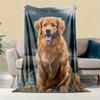 Custom Golden Retriever Blanket Cute Dog Portrait Personalized Name Fleece Throw All Season Soft Warm Bedding Home Decor Gift