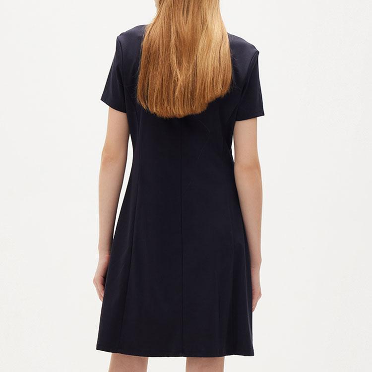 Fila Letter Brand Logo Pattern Casual Fashion Elegant A-Line Short Sleeve Dress Women Dresses Legendary-Blue F11W128310FNV