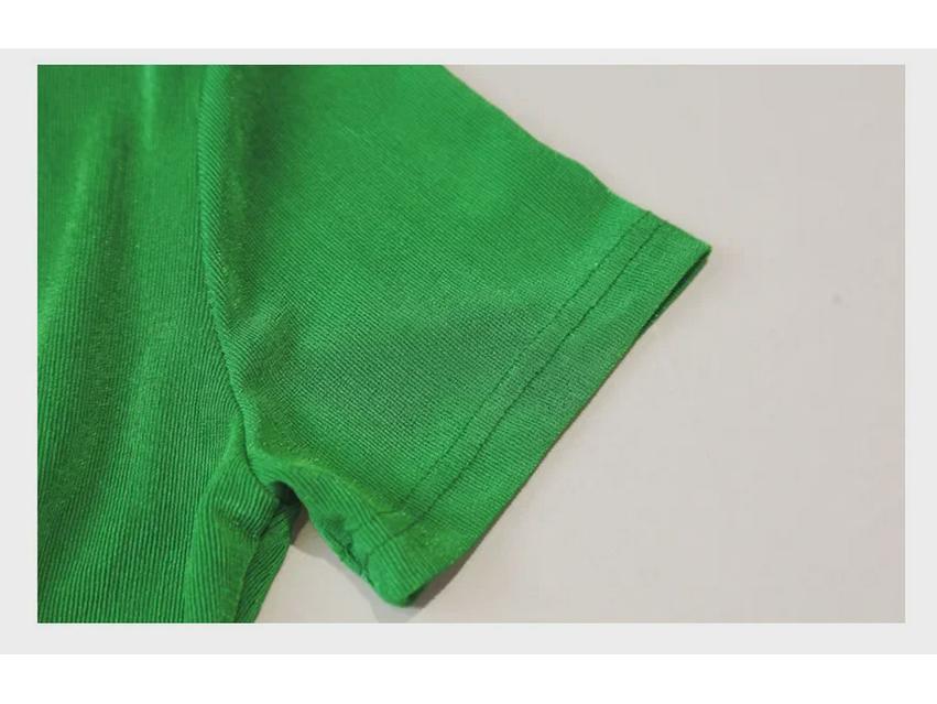 2024 Sommer V-Ausschnitt Slim Kurzarm Mesh T-Shirt Pullover für Damen