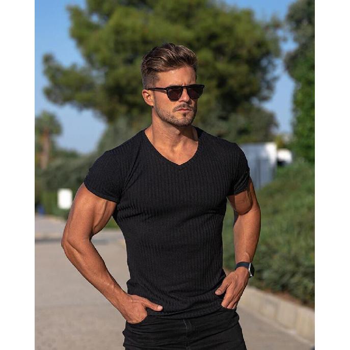 Herren T-Shirt für den Alltag, Sport, Arbeit, Basiskleidung, Sommer, Herren, einfarbig, Slim Fit, lässiges T-Shirt, kurzärmeliges Oberteil