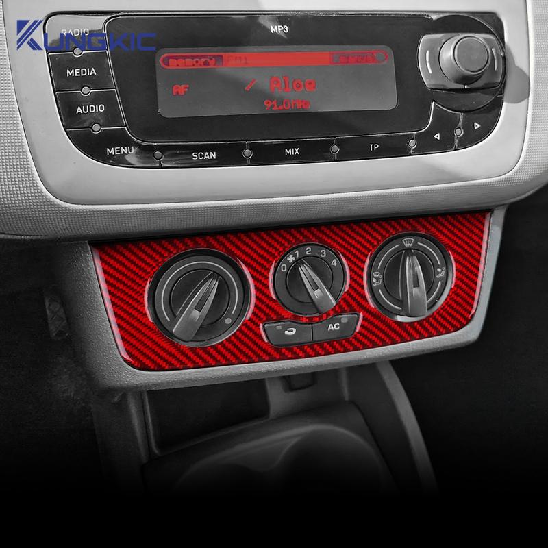 Real Soft Carbon Fiber Sticker LHD RHD Car Central Control AC Frame Panel Trim For Seat Ibiza 2009 2010 2011 2012 2013 2014
