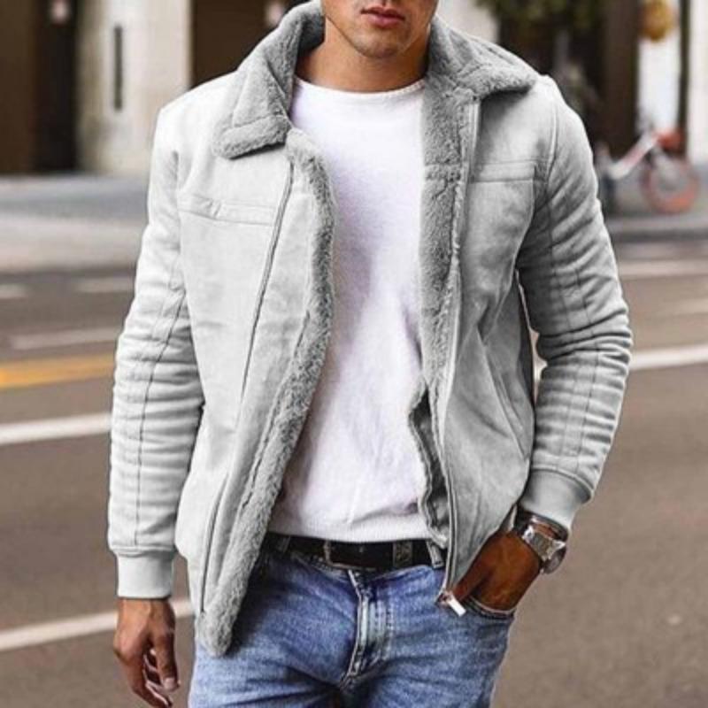 Men's Imitation Fur All-in-one Short Coat with Large Lapel Men's Jacket
