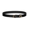 Round Buckle Double G Interlocking Pattern Leather Belt Women's Black Width 3cm 874719 AAGED 1000