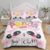 Pink Cartoon Animal King Queen Duvet Cover Kawaii Panda Pattern Bedding Set For Kids Girls Wildlife 2/3pcs Polyester Quilt Cover