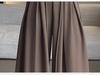 High-Grade Gray Wide-Leg Floor-Length Lace-Up Belly-Control Casual Pants for Women